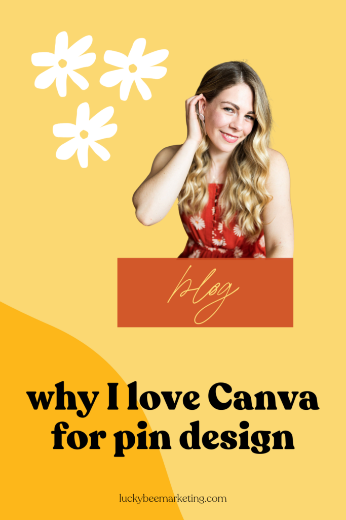pinterest pin: why I love Canva for pin design with girl cut out of background.